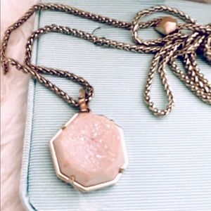 Kendra Scott White Sparkle Drusy Necklace set in Vintage Gold Plated Chain